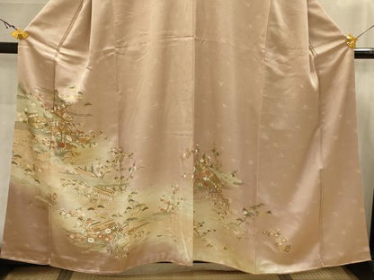 平和屋着物■豪華色留袖　松竹梅風景文　暈し染め　金彩　正絹　逸品　AABJ7797sx