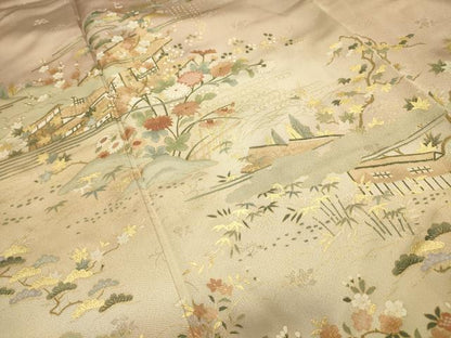 平和屋着物■豪華色留袖　松竹梅風景文　暈し染め　金彩　正絹　逸品　AABJ7797sx