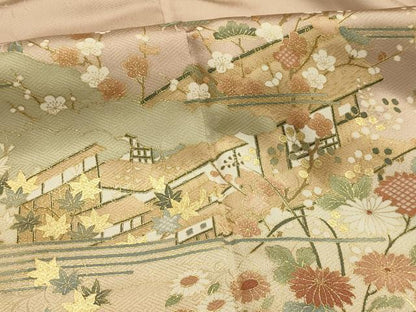 平和屋着物■豪華色留袖　松竹梅風景文　暈し染め　金彩　正絹　逸品　AABJ7797sx
