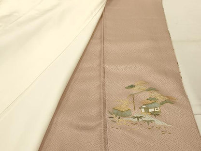 平和屋着物■豪華色留袖　松竹梅風景文　暈し染め　金彩　正絹　逸品　AABJ7797sx