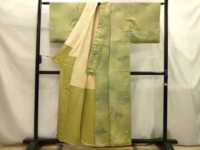 平和屋着物■上質な小紋　地紋起こし　色紙重ね花文　暈し染め　正絹　逸品　AABJ7799sx