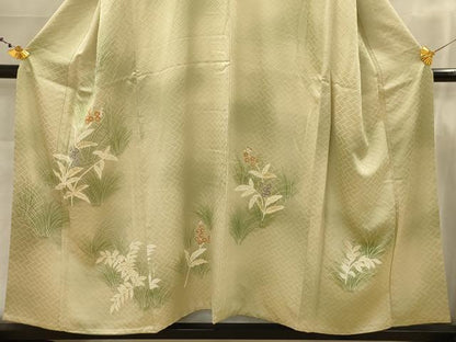 平和屋着物■訪問着　駒刺繍　草花文　暈し染め　金彩　正絹　逸品　AABJ7800sx