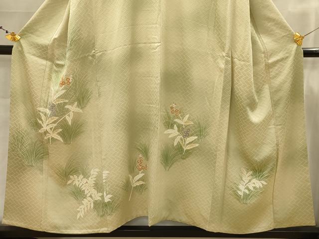 平和屋着物■訪問着　駒刺繍　草花文　暈し染め　金彩　正絹　逸品　AABJ7800sx