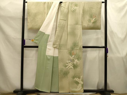 平和屋着物■訪問着　駒刺繍　草花文　暈し染め　金彩　正絹　逸品　AABJ7800sx