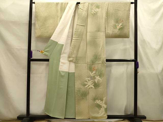 平和屋着物■訪問着　駒刺繍　草花文　暈し染め　金彩　正絹　逸品　AABJ7800sx