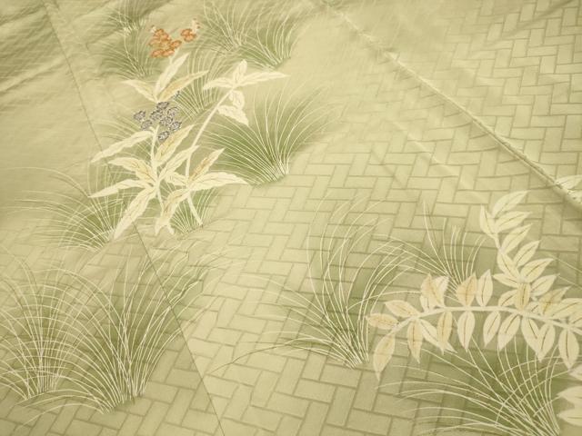 平和屋着物■訪問着　駒刺繍　草花文　暈し染め　金彩　正絹　逸品　AABJ7800sx