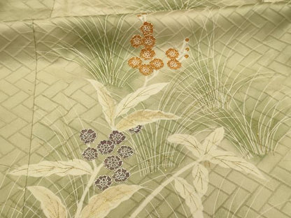 平和屋着物■訪問着　駒刺繍　草花文　暈し染め　金彩　正絹　逸品　AABJ7800sx