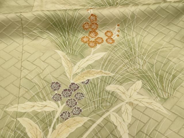 平和屋着物■訪問着　駒刺繍　草花文　暈し染め　金彩　正絹　逸品　AABJ7800sx