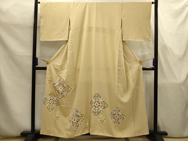 平和屋着物■豪華色留袖　作家物　刺繍　花菱文　正絹　逸品　AABJ7801sx