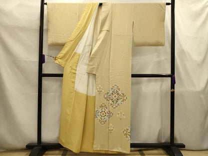 平和屋着物■豪華色留袖　作家物　刺繍　花菱文　正絹　逸品　AABJ7801sx