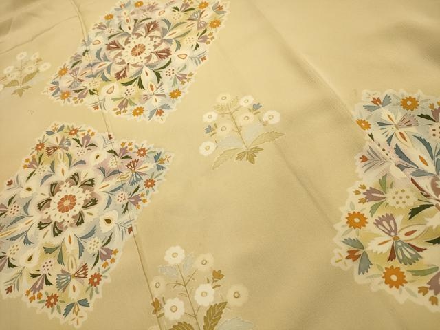 平和屋着物■豪華色留袖　作家物　刺繍　花菱文　正絹　逸品　AABJ7801sx