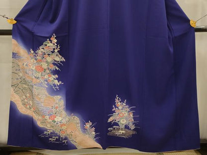 平和屋着物■訪問着　松竹梅道長花文　暈し染め　金彩　正絹　逸品　AABJ7803sx