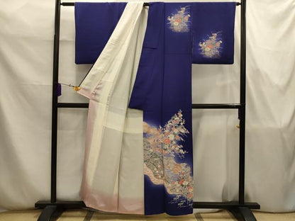 平和屋着物■訪問着　松竹梅道長花文　暈し染め　金彩　正絹　逸品　AABJ7803sx