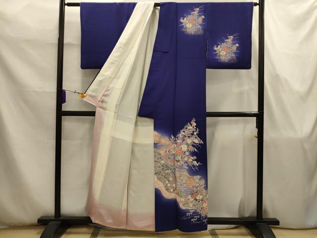 平和屋着物■訪問着　松竹梅道長花文　暈し染め　金彩　正絹　逸品　AABJ7803sx