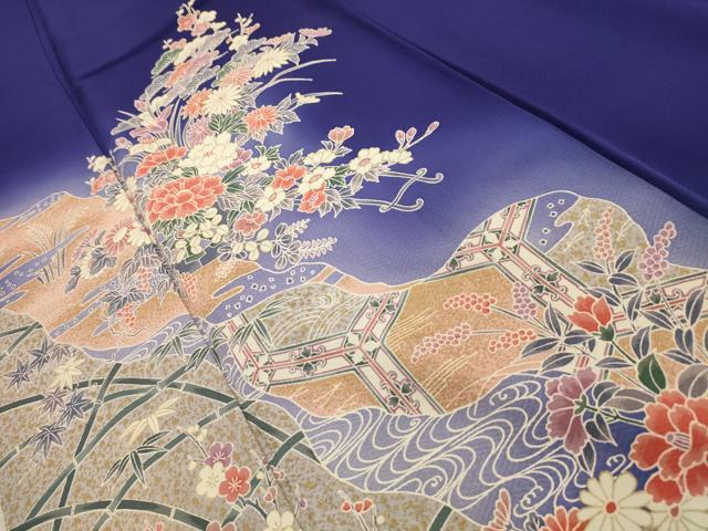 平和屋着物■訪問着　松竹梅道長花文　暈し染め　金彩　正絹　逸品　AABJ7803sx