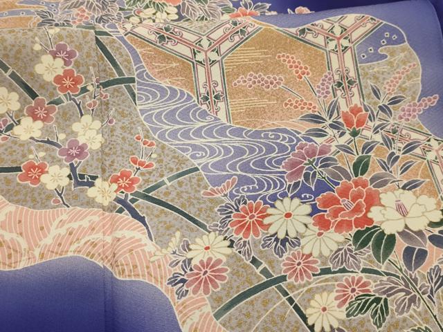 平和屋着物■訪問着　松竹梅道長花文　暈し染め　金彩　正絹　逸品　AABJ7803sx