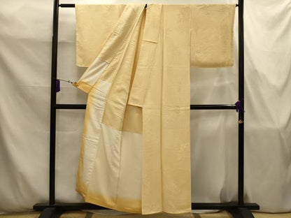 平和屋着物■上質な色無地　花車地紋　蜂蜜色　胴抜き仕立て　正絹　逸品　AABJ7805sx