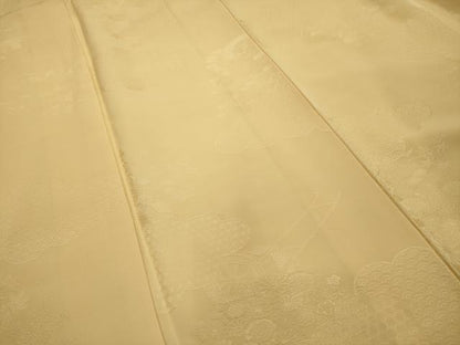 平和屋着物■上質な色無地　花車地紋　蜂蜜色　胴抜き仕立て　正絹　逸品　AABJ7805sx