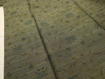 平和屋着物■本場大島紬　草花文　正絹　逸品　AABJ7808sx
