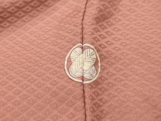 平和屋着物■上質な色無地　亀甲花地紋　洗朱色　正絹　逸品　AABJ7809sx