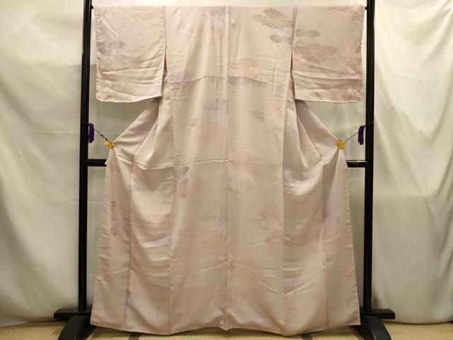 平和屋着物■上質な小紋　雲霞地紋　暈し染め　洗柿色　正絹　逸品　AABJ7810sx