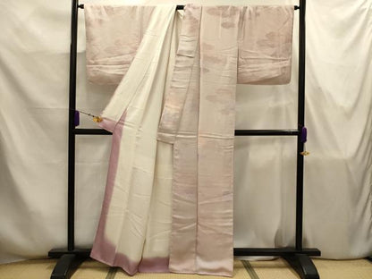 平和屋着物■上質な小紋　雲霞地紋　暈し染め　洗柿色　正絹　逸品　AABJ7810sx