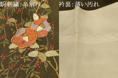 平和屋着物■訪問着　駒刺繍　草花文　正絹　逸品　AABJ7818sx
