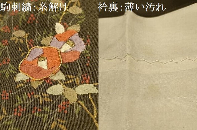 平和屋着物■訪問着　駒刺繍　草花文　正絹　逸品　AABJ7818sx