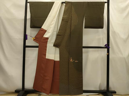 平和屋着物■訪問着　駒刺繍　草花文　正絹　逸品　AABJ7818sx