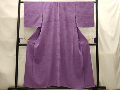 平和屋着物■上質な色無地　風景地紋　二藍色　正絹　逸品　AABJ7821sx