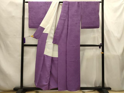 平和屋着物■上質な色無地　風景地紋　二藍色　正絹　逸品　AABJ7821sx