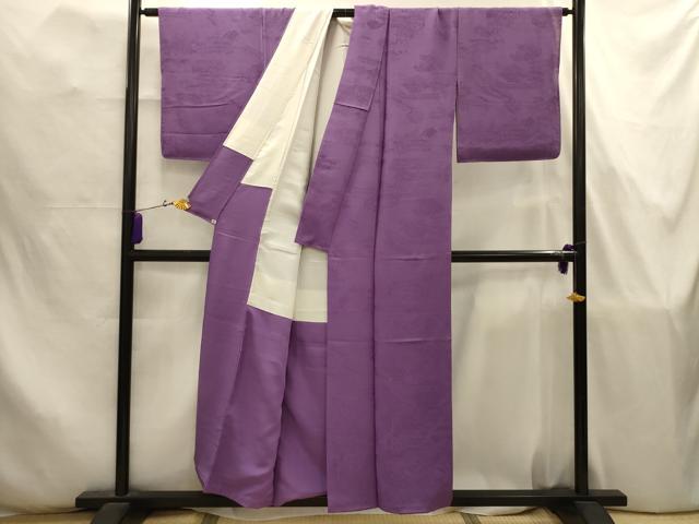 平和屋着物■上質な色無地　風景地紋　二藍色　正絹　逸品　AABJ7821sx