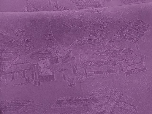 平和屋着物■上質な色無地　風景地紋　二藍色　正絹　逸品　AABJ7821sx