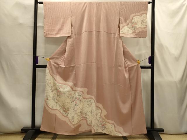 平和屋着物■訪問着　手描き　絞り　草花文　暈し染め　正絹　逸品　AABJ7822sx