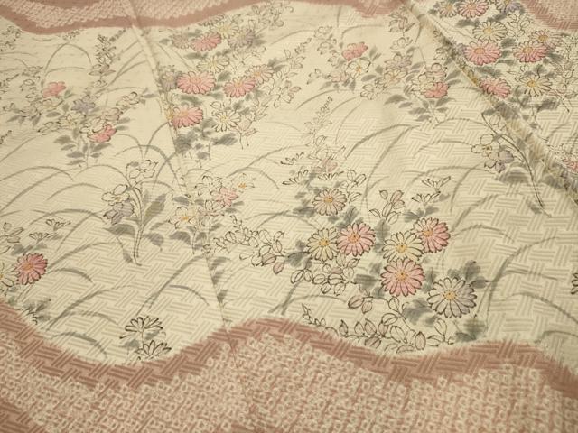 平和屋着物■訪問着　手描き　絞り　草花文　暈し染め　正絹　逸品　AABJ7822sx