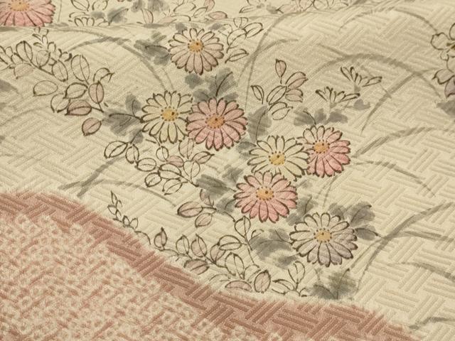 平和屋着物■訪問着　手描き　絞り　草花文　暈し染め　正絹　逸品　AABJ7822sx