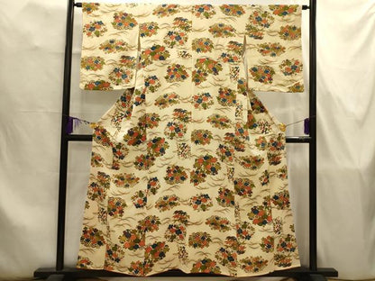 平和屋着物■上質な小紋　草花文　金彩　正絹　逸品　AABJ7824sx