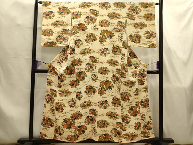 平和屋着物■上質な小紋　草花文　金彩　正絹　逸品　AABJ7824sx