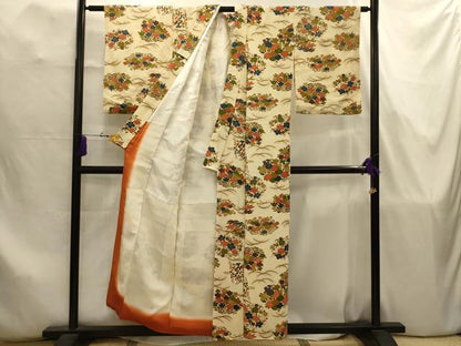 平和屋着物■上質な小紋　草花文　金彩　正絹　逸品　AABJ7824sx