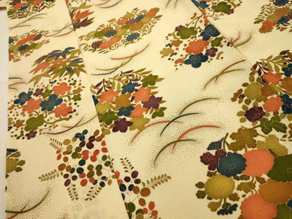 平和屋着物■上質な小紋　草花文　金彩　正絹　逸品　AABJ7824sx