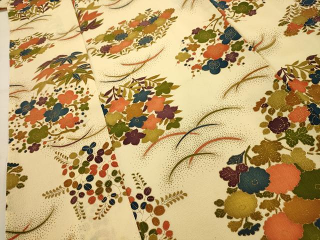 平和屋着物■上質な小紋　草花文　金彩　正絹　逸品　AABJ7824sx