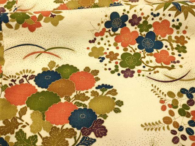 平和屋着物■上質な小紋　草花文　金彩　正絹　逸品　AABJ7824sx
