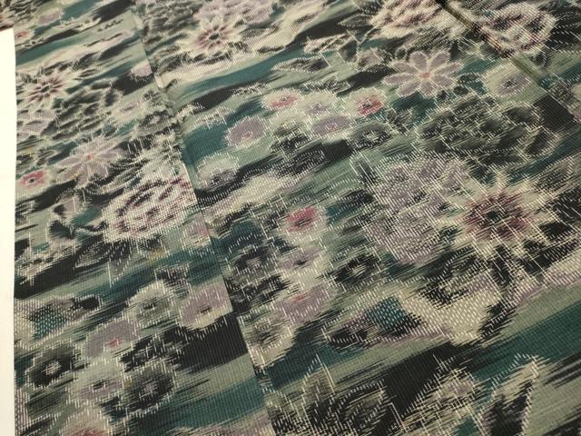 平和屋着物■上質な紬　草花文　正絹　逸品　AABJ7830sx