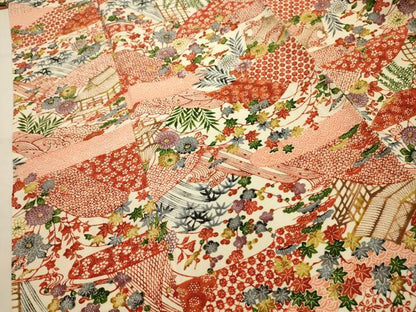 平和屋着物■上質な小紋　型染め　松竹梅風景文　正絹　逸品　AABJ7833sx