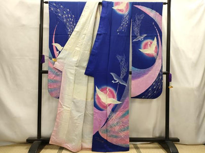 平和屋着物■Guy Laroche　ギ・ラロッシュ　振袖　孔雀文　金銀彩　正絹　逸品　AABJ7836sx