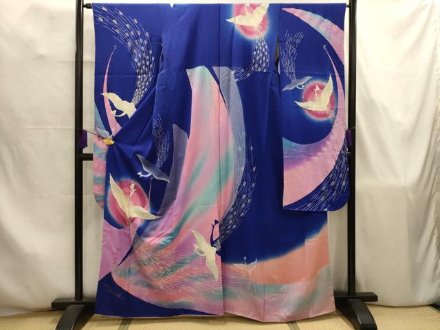 平和屋着物■Guy Laroche　ギ・ラロッシュ　振袖　孔雀文　金銀彩　正絹　逸品　AABJ7836sx