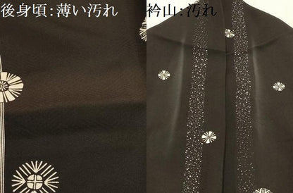 平和屋着物■上質な小紋　間道　黒地　正絹　逸品　AABJ7841sx