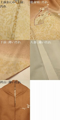 平和屋着物■訪問着　駒刺繍　地紙花文　暈し染め　金彩　正絹　逸品　AABJ7842sx