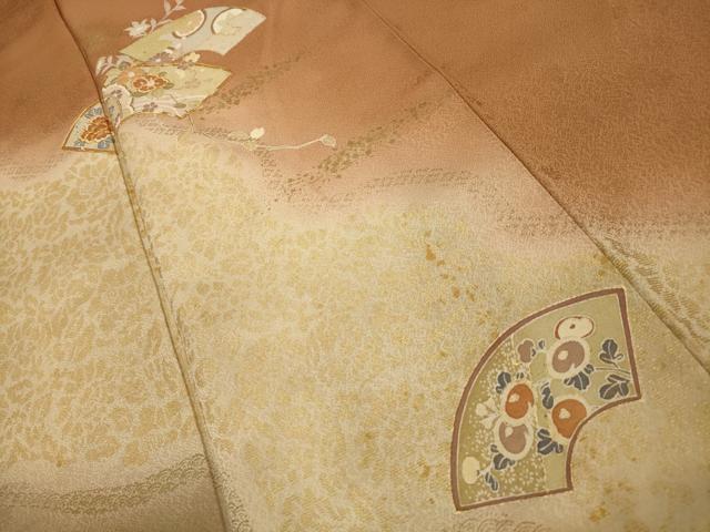 平和屋着物■訪問着　駒刺繍　地紙花文　暈し染め　金彩　正絹　逸品　AABJ7842sx