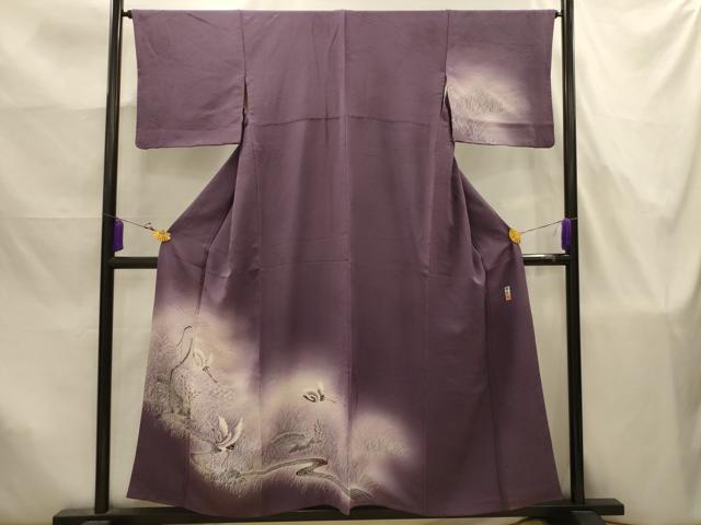 平和屋着物■訪問着　作家物　飛鶴風景文　暈し染め　正絹　逸品　AABJ7845sx